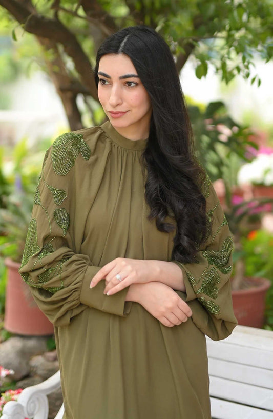 Hues Atelier Casual Grip Stitched 2 Piece - Army Orchids - HA25BP - Green - Casual Collection