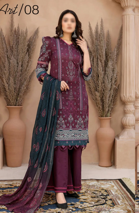 Digital Print and Embroidered Lawn Collection Vol 02 - ART-08