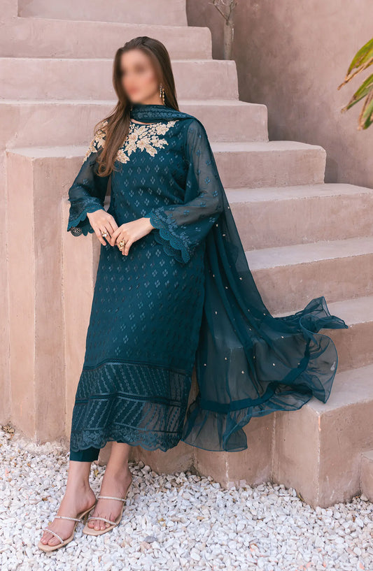 Azure - Ensembles - Festive Embroidered 3Pc Collection 2024 - AS 115 Emerald Bloom