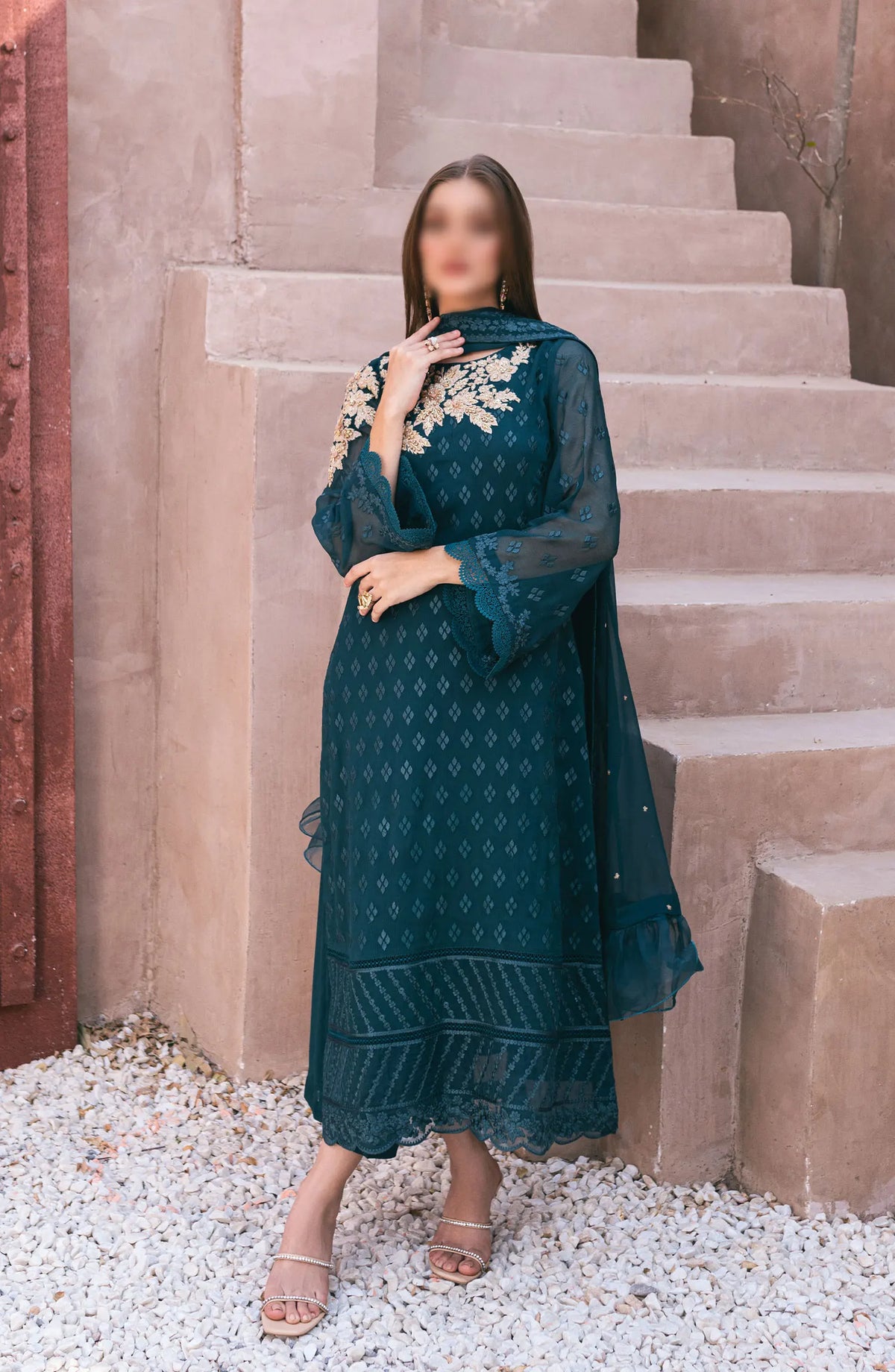 Azure - Ensembles - Festive Embroidered 3Pc Collection 2024 - AS 115 Emerald Bloom