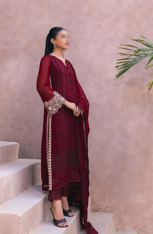 Azure - Ensembles - Festive Embroidered 3Pc Collection 2024 - AS 116 Fire Lily