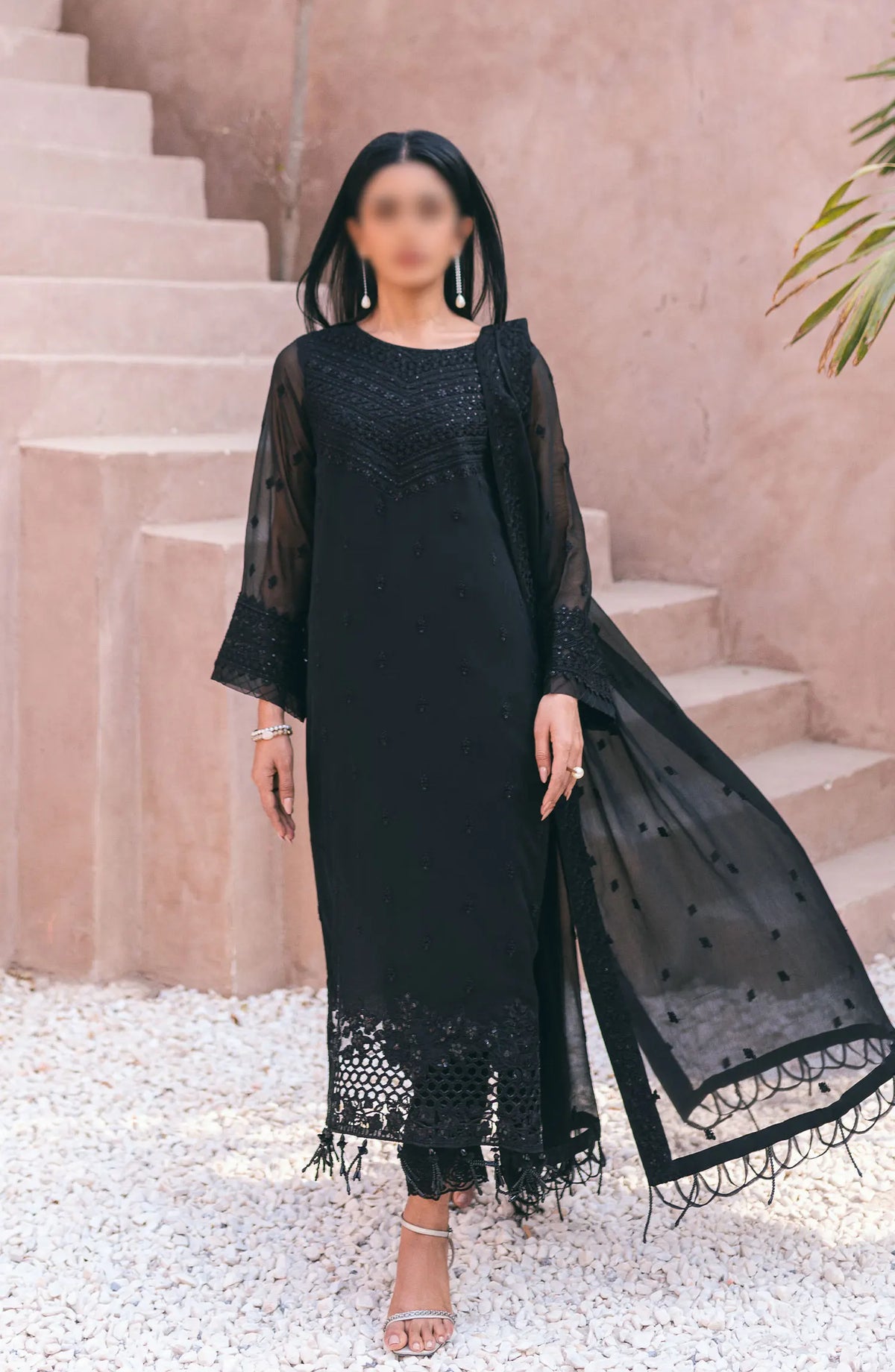 Azure - Ensembles - Festive Embroidered 3Pc Collection 2024 - AS 119 Charcoal Charm