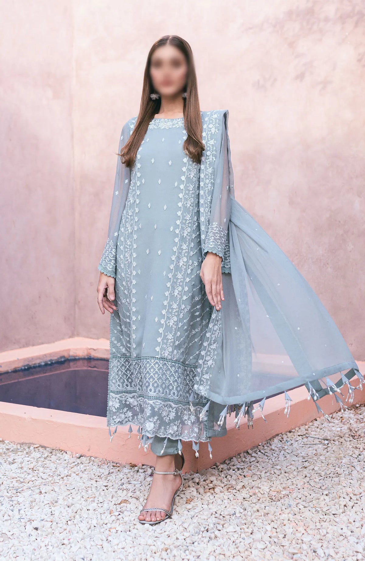 Azure - Ensembles - Festive Embroidered 3Pc Collection 2024 - AS 120 Frosted Fern