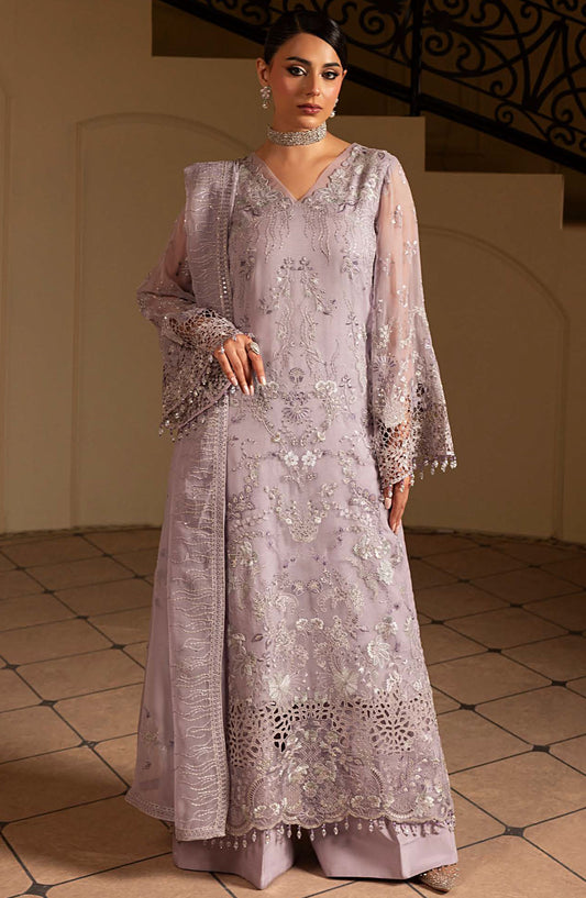 Ashnai by Lavish Premium Embroidered Chiffon Unstitched 3 Piece Suit - ASH-07 Lilac Bliss - LVP25ASH - Purple - Festive Collection
