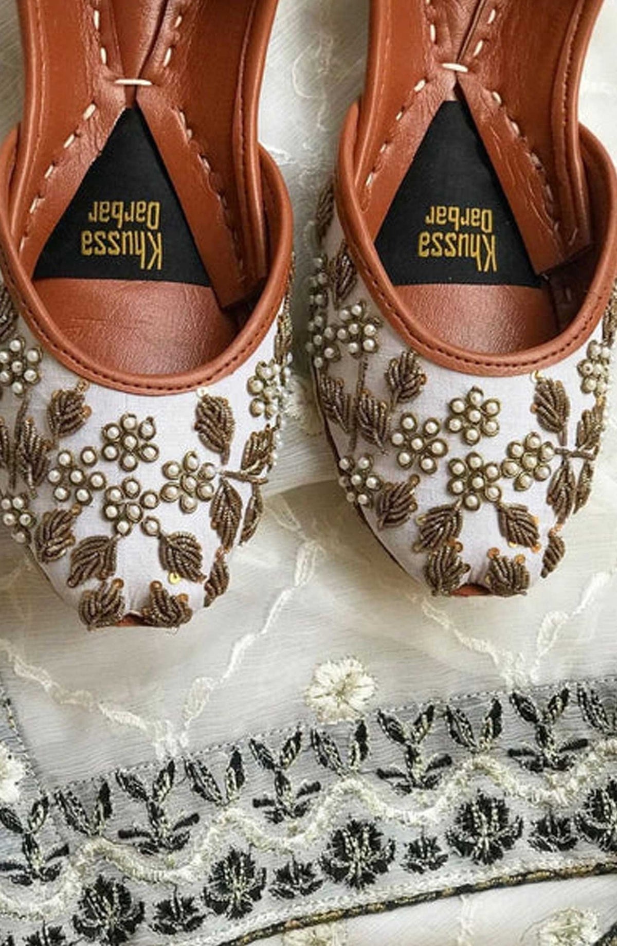 Khussa Darbar Festive Style Khussa Asmaan (White