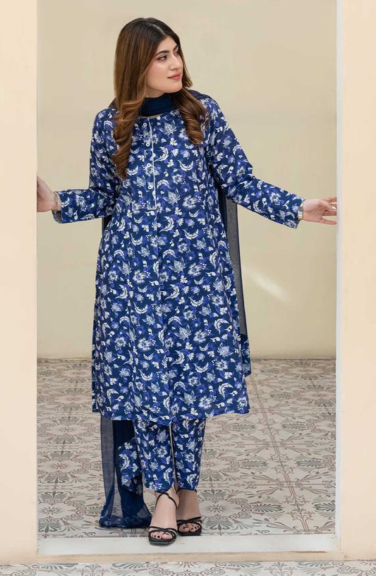 Rangeen Printed Khaddar Stitched 2 Piece - Aster Bliss - R25DW - Blue - Winter Collection