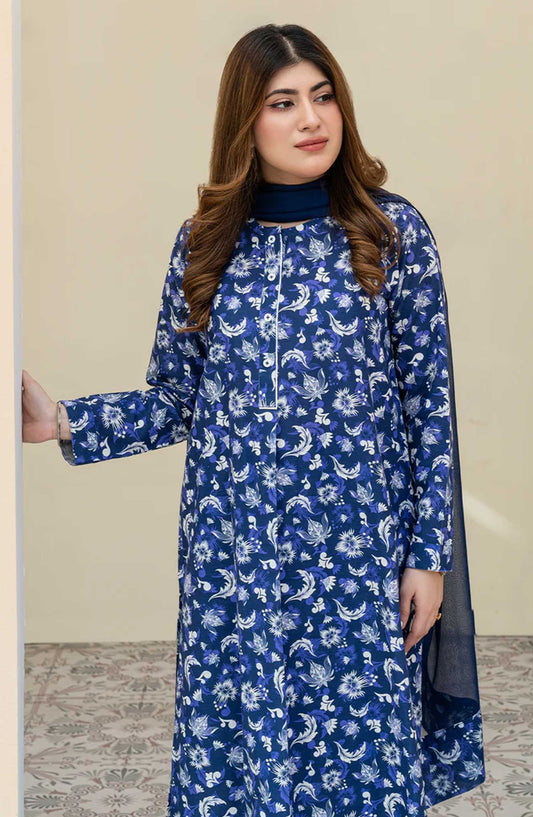 Rangeen Printed Khaddar Stitched 2 Piece - Aster Bliss - R25DW - Blue - Winter Collection