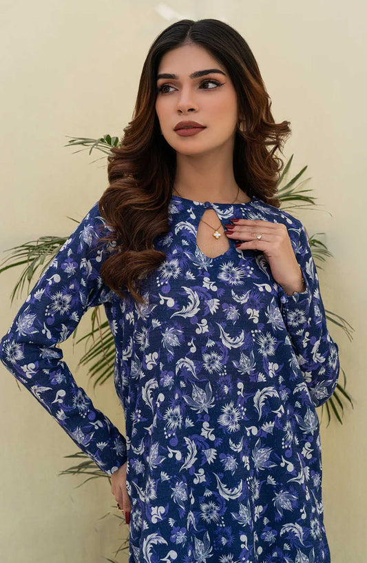 Rangeen Printed Khaddar Stitched 2 Piece - Aster Harmony - R25DW - Blue - Winter Collection