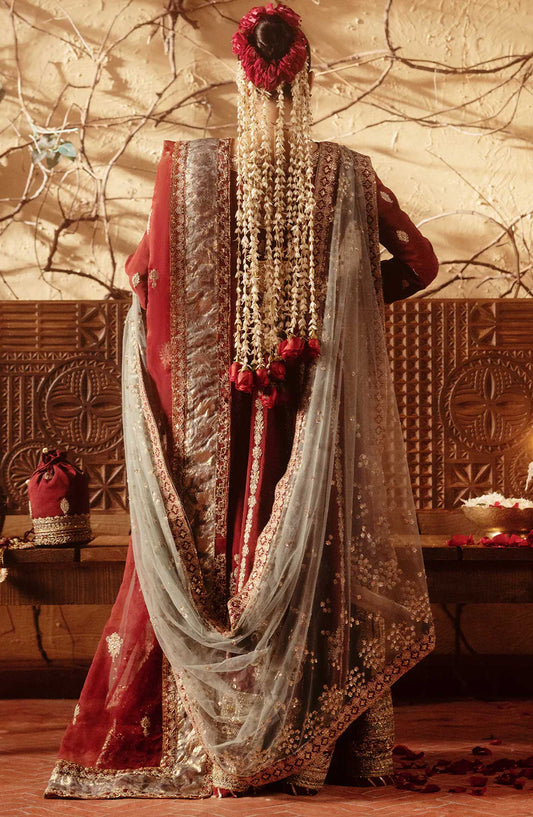AJR Embroidered Raw silk Unstitched 3 Piece - Bandhan - AJR25S - Maroon - Wedding Collection