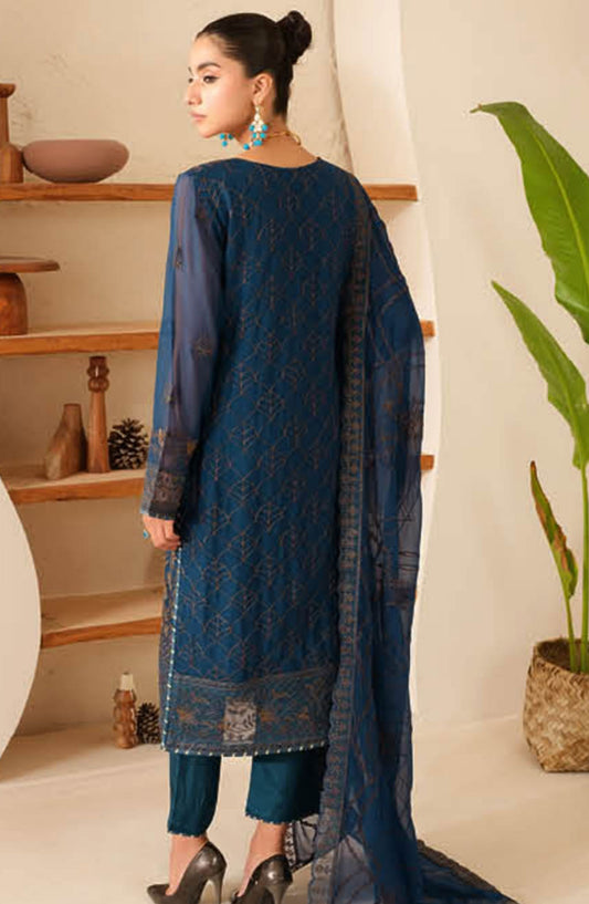 Sonehri by Ramsha Embroidered Chiffon Unstitched 3 Piece - BB-101 - R25S - Blue - Formal Collection