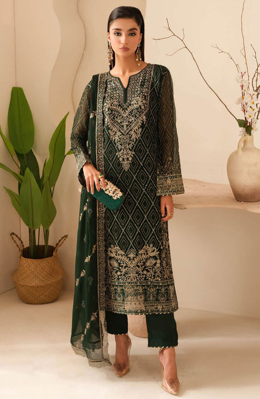 Sonehri by Ramsha Embroidered Chiffon Unstitched 3 Piece - BB-103 - R25S - Black - Formal Collection
