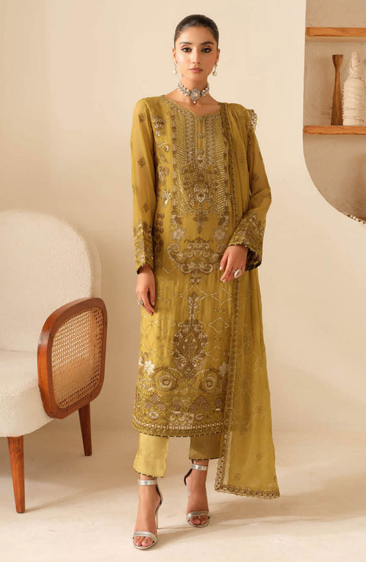 Sonehri by Ramsha Embroidered Chiffon Unstitched 3 Piece - BB-108 - R25S - Dusty Mustard - Formal Collection