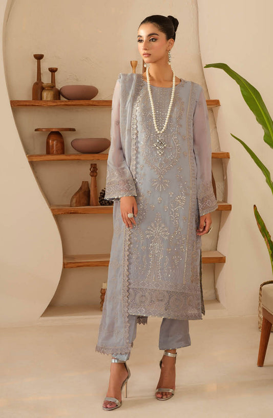 Sonehri by Ramsha Embroidered Chiffon Unstitched 3 Piece - BB-110 - R25S - Grey - Formal Collection