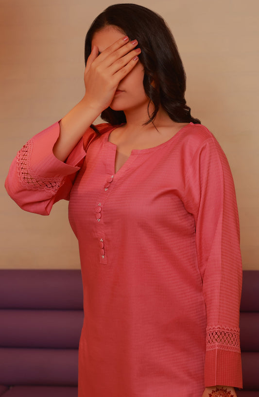 Amna Khadija Casual Cotton Stitched 2 Piece Suit - BBMDD-12M - AM25BNBD3 - Pink - Eid Collection