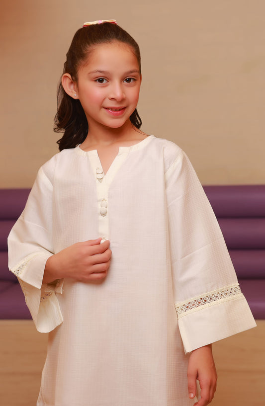 Amna Khadija Casual Cotton Stitched 2 Piece Suit - BBMDD-13D - AM25BNBD3 - White - Eid Collection