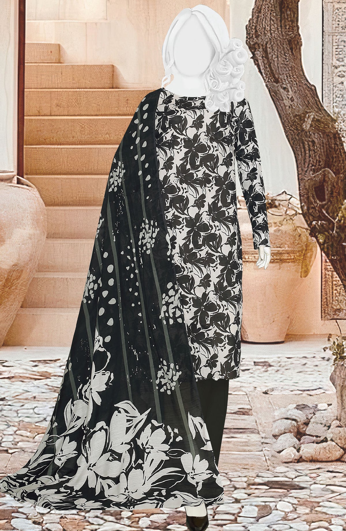Black Beauty by Al Karim Printed Lawn Unstitched 3 Piece Suit - D-14 - ALK25ABCBB - Black - Summer Collection