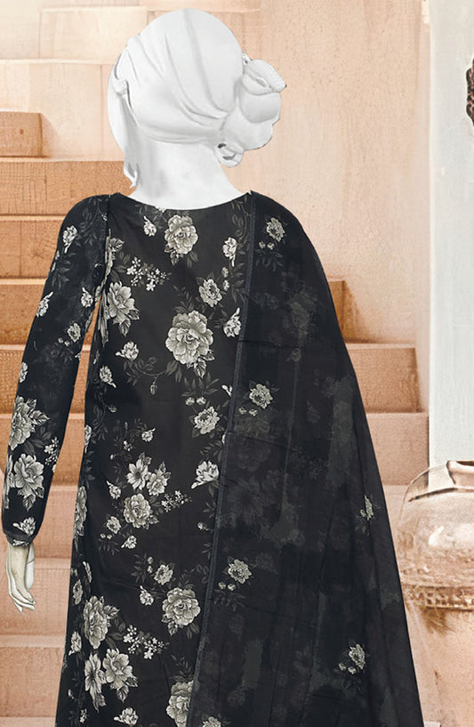 Black Beauty by Al Karim Printed Lawn Unstitched 3 Piece Suit - D-11 - ALK25ABCBB - Black - Summer Collection