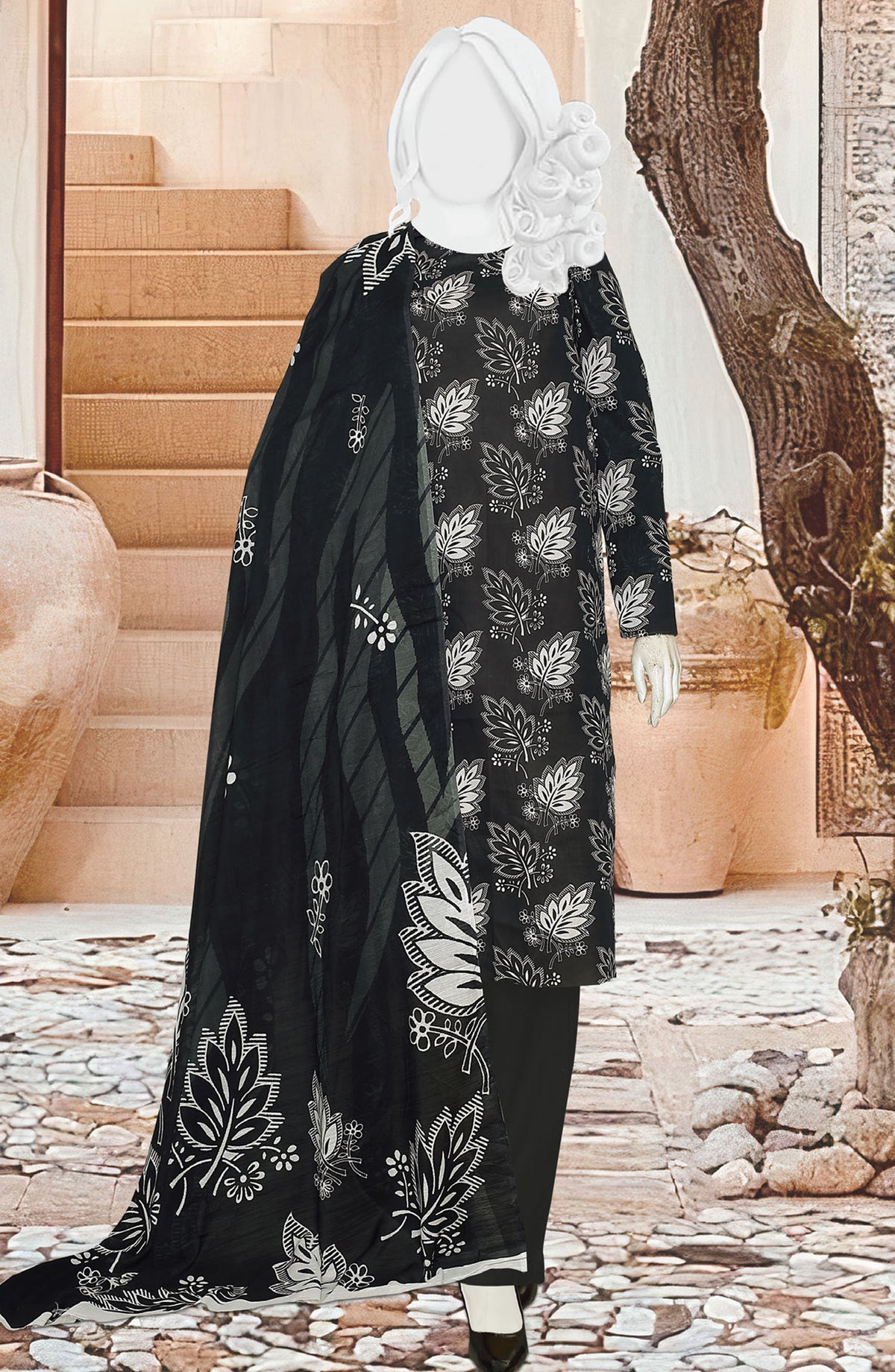Black Beauty by Al Karim Printed Lawn Unstitched 3 Piece Suit - D-10 - ALK25ABCBB - Black - Summer Collection