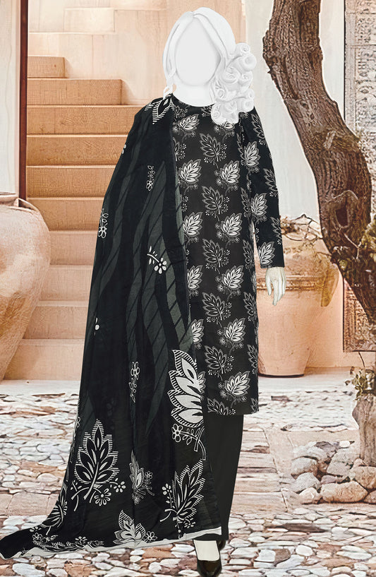 Black Beauty by Al Karim Printed Lawn Unstitched 3 Piece Suit - D-10 - ALK25ABCBB - Black - Summer Collection