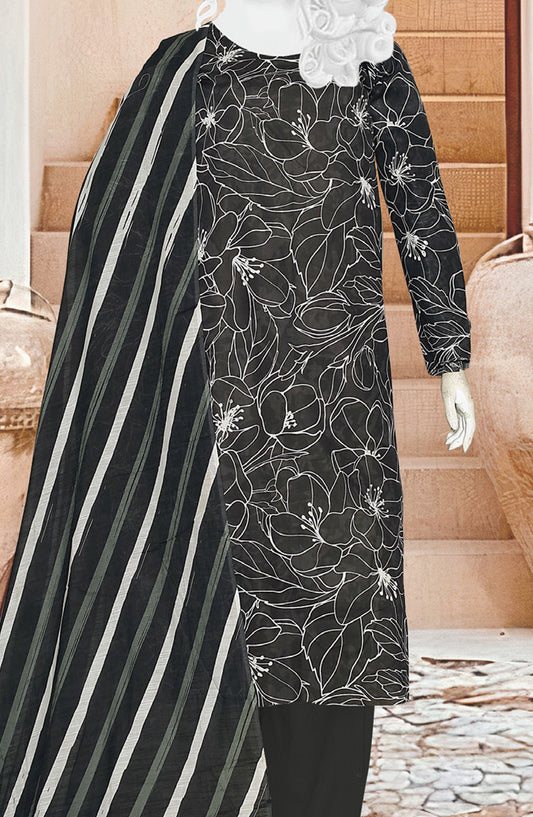 Black Beauty by Al Karim Printed Lawn Unstitched 3 Piece Suit - D-09 - ALK25ABCBB - Black - Summer Collection