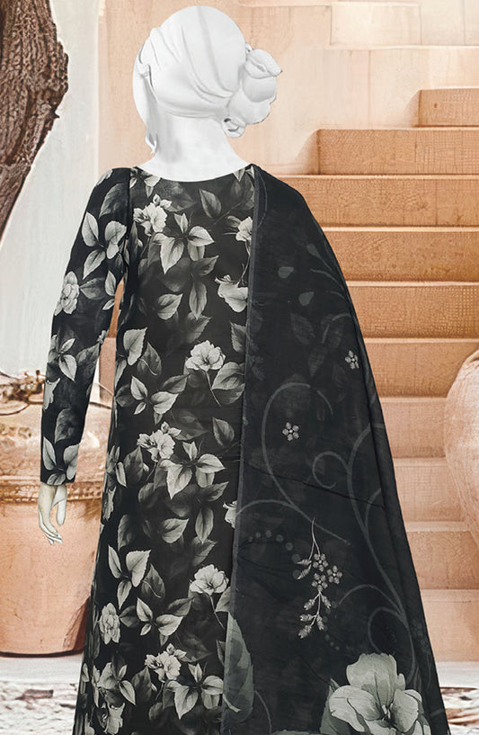 Black Beauty by Al Karim Printed Lawn Unstitched 3 Piece Suit - D-07 - ALK25ABCBB - Black - Summer Collection