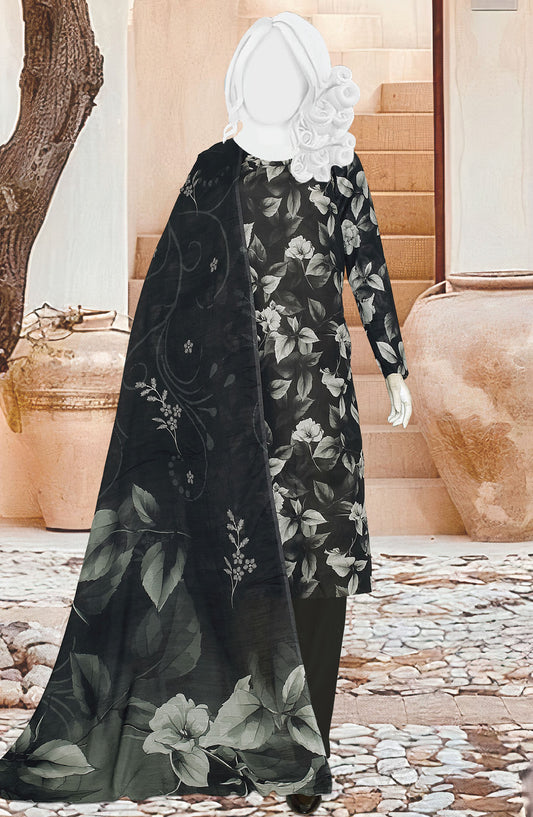 Black Beauty by Al Karim Printed Lawn Unstitched 3 Piece Suit - D-07 - ALK25ABCBB - Black - Summer Collection