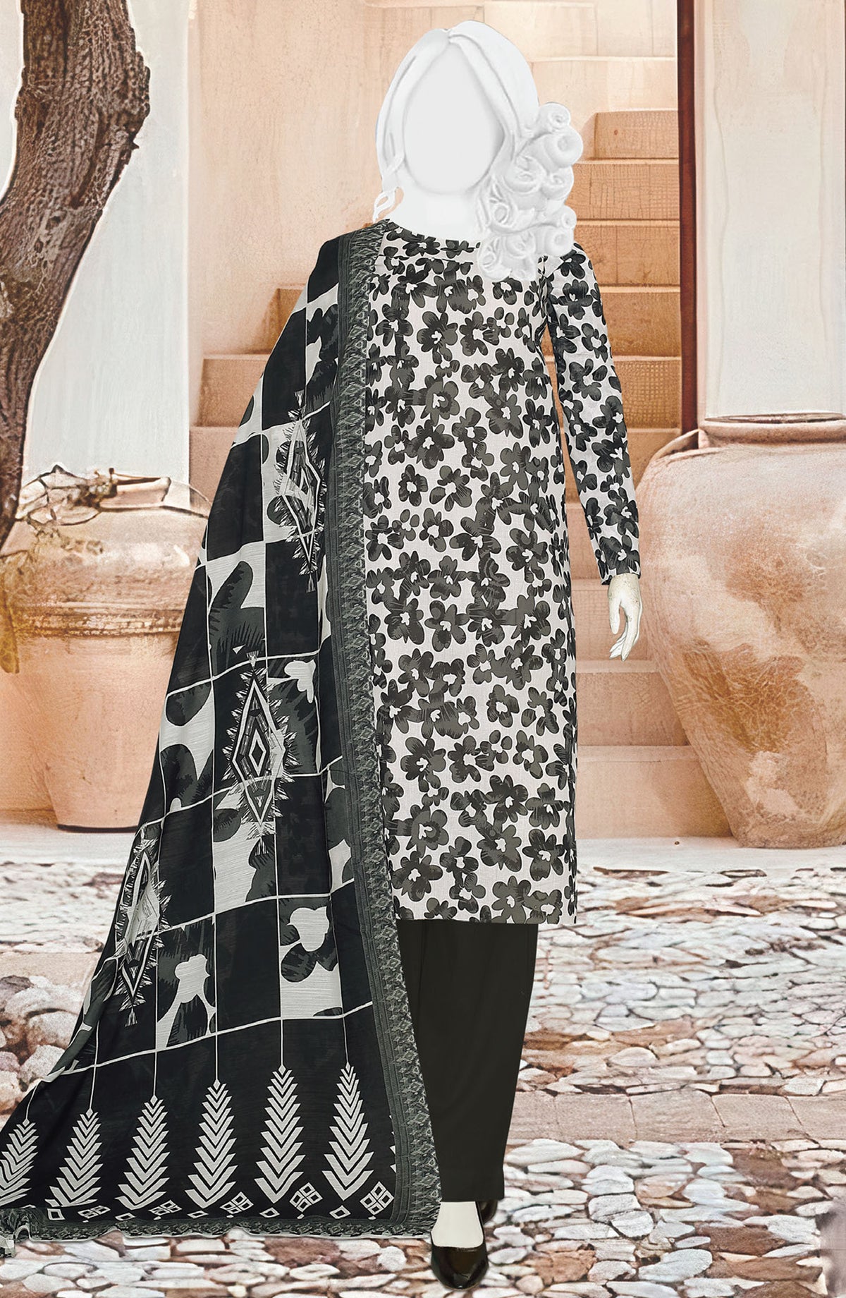Black Beauty by Al Karim Printed Lawn Unstitched 3 Piece Suit - D-04 - ALK25ABCBB - Black - Summer Collection