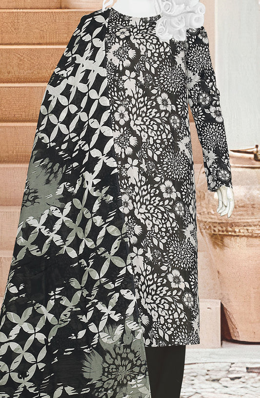 Black Beauty by Al Karim Printed Lawn Unstitched 3 Piece Suit - D-01 - ALK25ABCBB - Black - Summer Collection