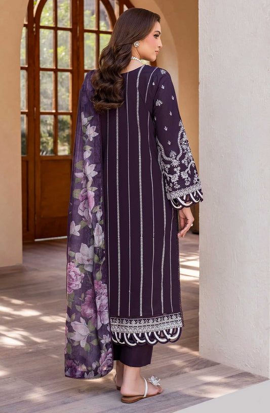 Zarif Embroidered Jacquard Stitched 3 Piece Suit - Belina - ZF25EL - Purple - Summer Collection