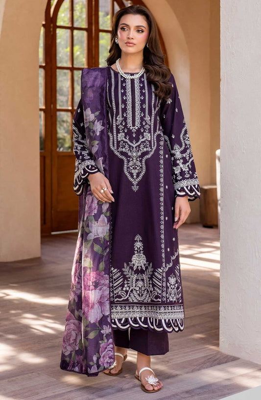 Zarif Embroidered Jacquard Stitched 3 Piece Suit - Belina - ZF25EL - Purple - Summer Collection