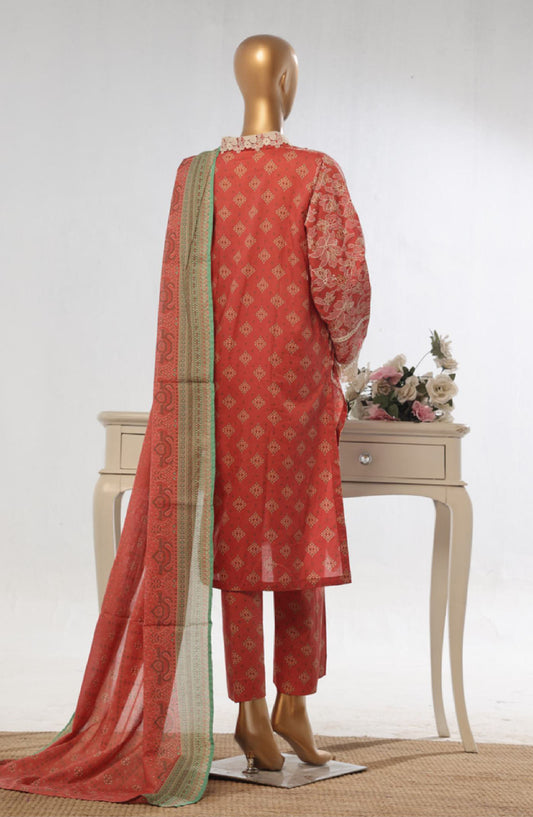 Bin Saeed Embroidered Lawn Stitched 3 Piece Suit - SM-795 - BS25EKR - Pink - Summer Collection