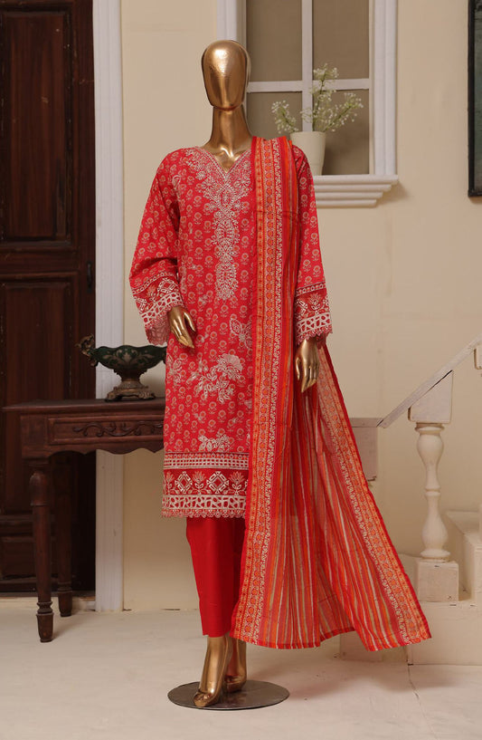 Bin Saeed Embroidered Lawn Stitched 3 Piece Suit - SM-603 - BS25EKR - Pink - Summer Collection