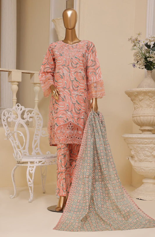 Bin Saeed Embroidered Lawn Stitched 3 Piece Suit - SM-638 - BS25EKR - Pink - Summer Collection