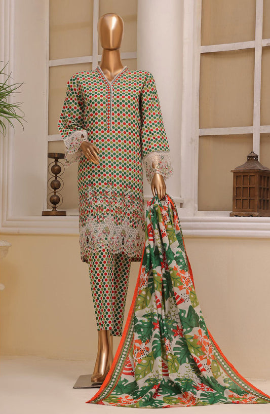 Bin Saeed Embroidered Lawn Stitched 3 Piece Suit - SM-616 - BS25EKR - Multi - Summer Collection