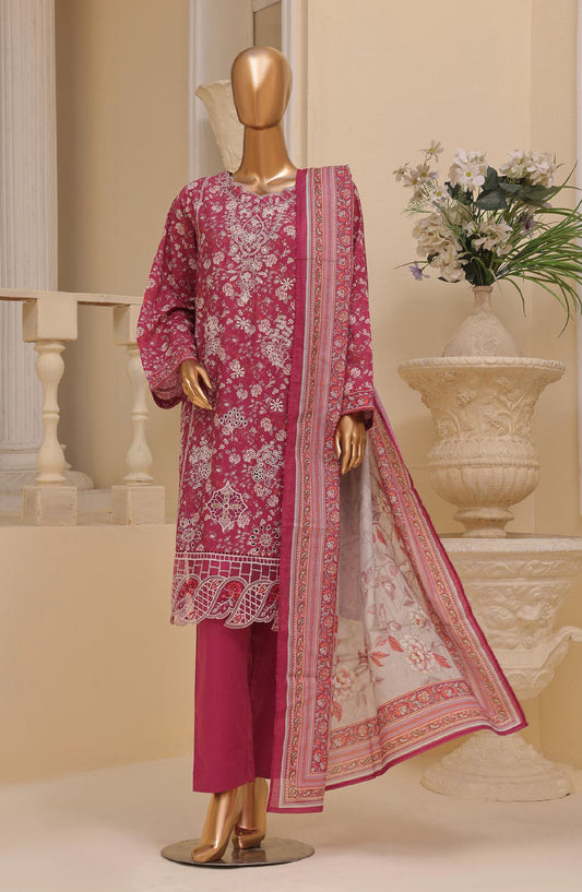 Bin Saeed Embroidered Lawn Stitched 3 Piece Suit - SM-769 - BS25EKR - Pink - Summer Collection