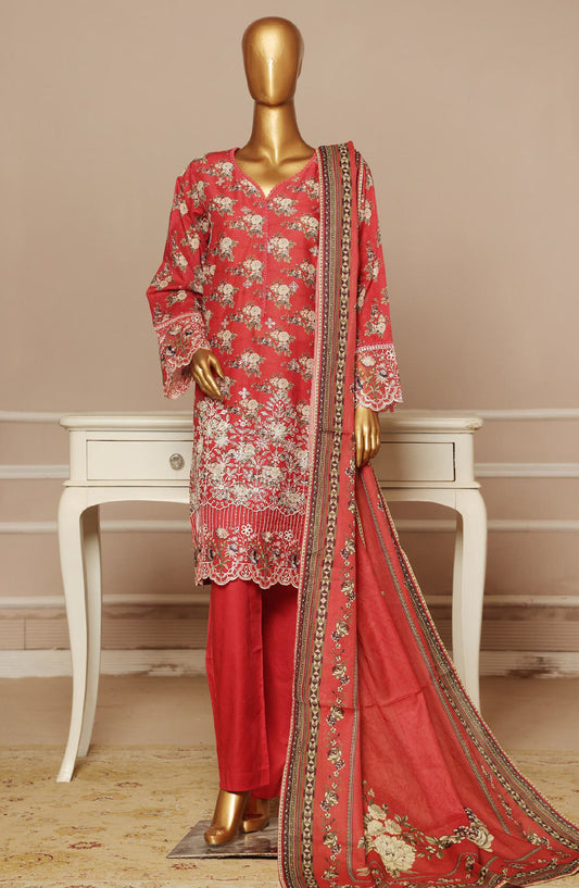 Bin Saeed Embroidered Lawn Stitched 3 Piece Suit - SM-785 - BS25EKR - Pink - Summer Collection