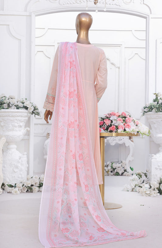 Bin Saeed Embroidered Cotton Stitched 3 Piece Frock - D-10 - BS25EEF - Pink - Festive Collection