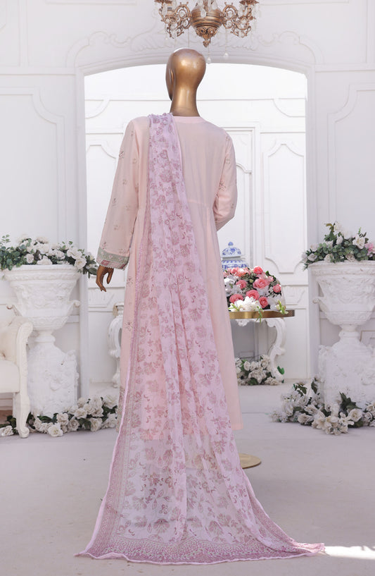 Bin Saeed Embroidered Cotton Stitched 3 Piece Frock - D-05 - BS25EEF - Pink - Festive Collection