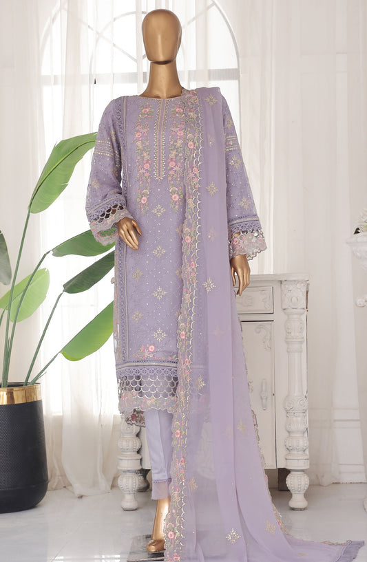 Bin Saeed Embroidered Chiffon Stitched 3 Piece Suit - D-04 - BS25ELC - Purple - Festive Collection