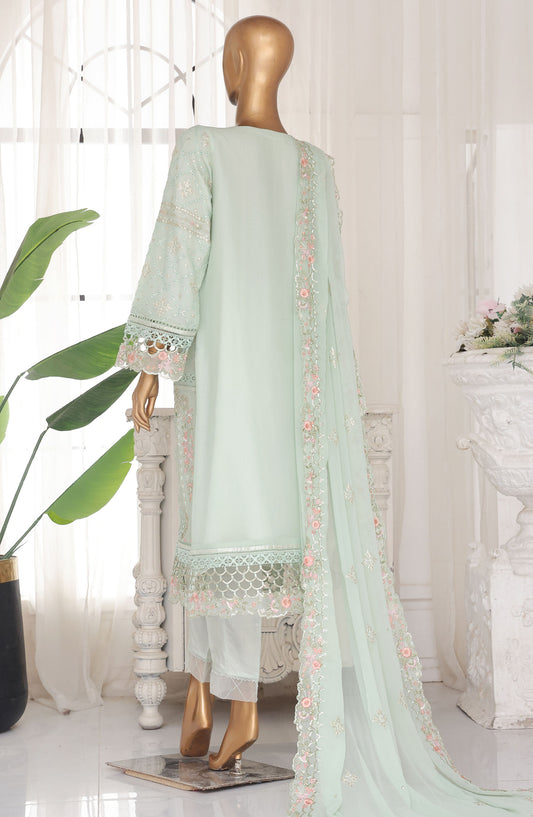 Bin Saeed Embroidered Chiffon Stitched 3 Piece Suit - D-01 - BS25ELC - Green - Festive Collection