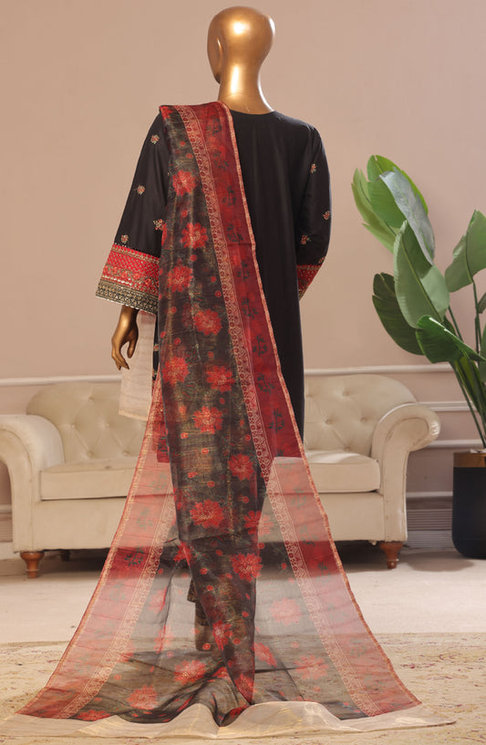 Bin Saeed Embroidered Cotton Stitched 3 Piece Suit - D-06 - BS25CE3PC - Black - Summer Collection