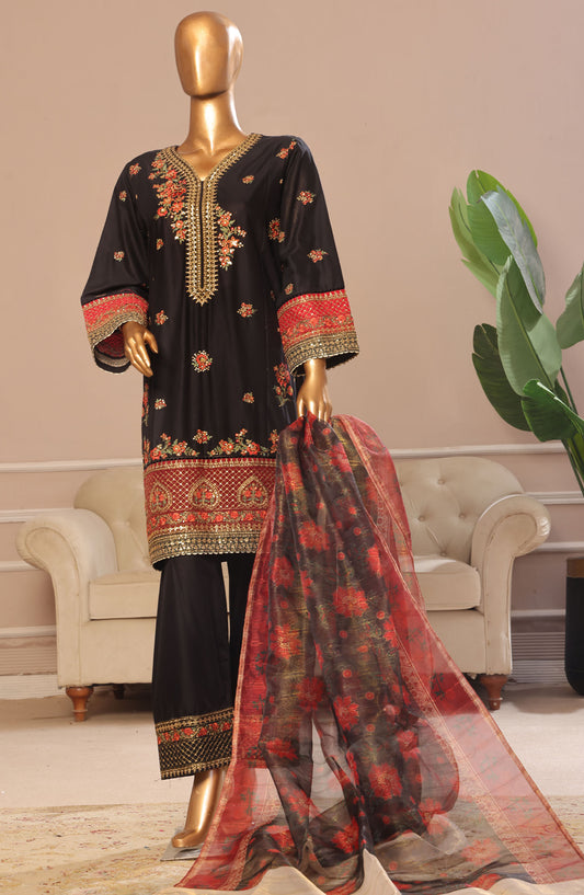 Bin Saeed Embroidered Cotton Stitched 3 Piece Suit - D-06 - BS25CE3PC - Black - Summer Collection