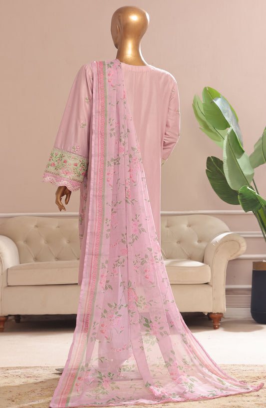 Bin Saeed Embroidered Cotton Stitched 3 Piece Suit - D-01 - BS25CE3PC - Pink - Summer Collection