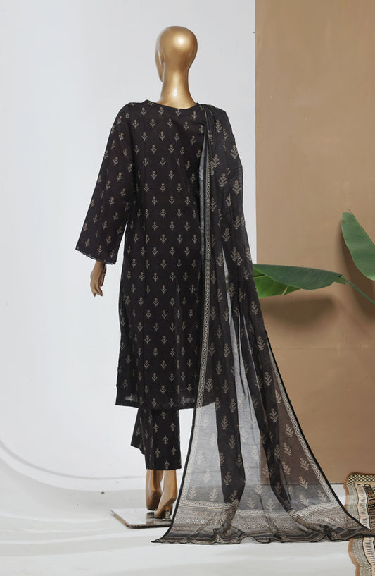 Bin Saeed Printed Lawn Stitched 3 Piece Suit - D-12 - BS25EPLV8 - Black - Summer Collection
