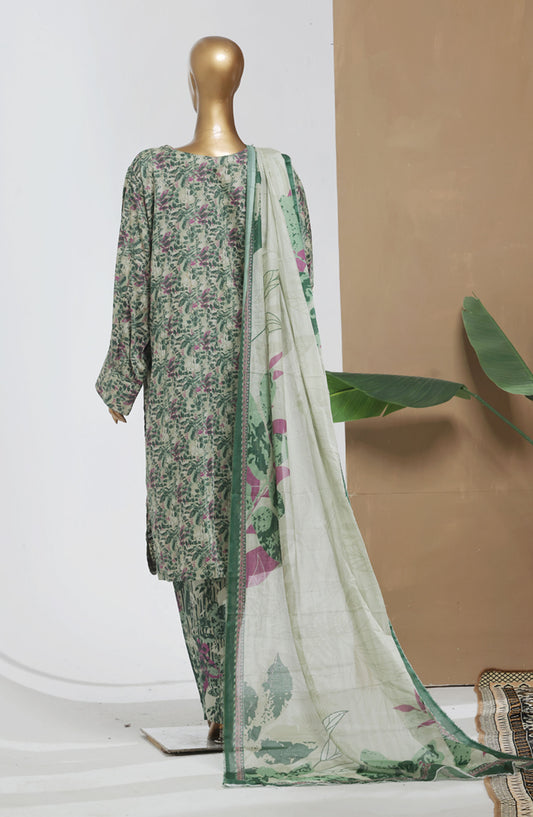 Bin Saeed Printed Lawn Stitched 3 Piece Suit - D-11 - BS25EPLV8 - Green - Summer Collection