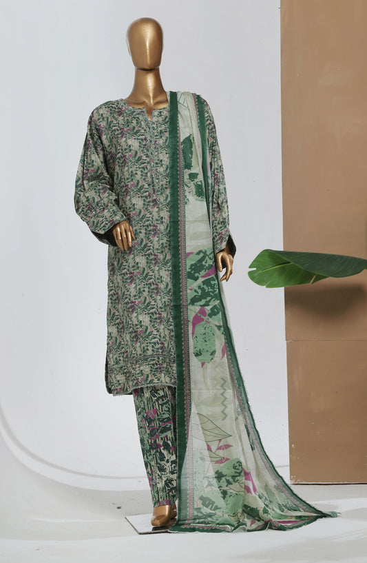 Bin Saeed Printed Lawn Stitched 3 Piece Suit - D-11 - BS25EPLV8 - Green - Summer Collection