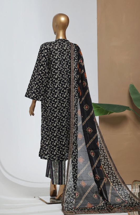 Bin Saeed Printed Lawn Stitched 3 Piece Suit - D-08 - BS25EPLV8 - Black - Summer Collection