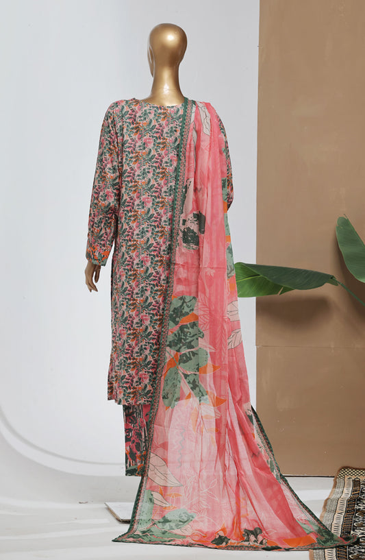 Bin Saeed Printed Lawn Stitched 3 Piece Suit - D-05 - BS25EPLV8 - Pink - Summer Collection