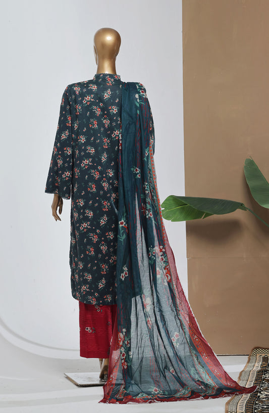Bin Saeed Printed Lawn Stitched 3 Piece Suit - D-03 - BS25EPLV8 - Blue - Summer Collection