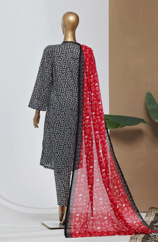 Bin Saeed Printed Lawn Stitched 3 Piece Suit - D-01 - BS25EPLV8 - Black - Summer Collection
